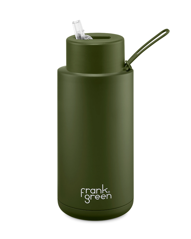 Frank Green Ceramic 34oz/1L Reusable Bottle with Straw