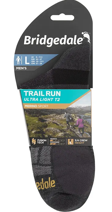 Bridgedale Men's Trail Run Ultra-Light Merino Crew Sock