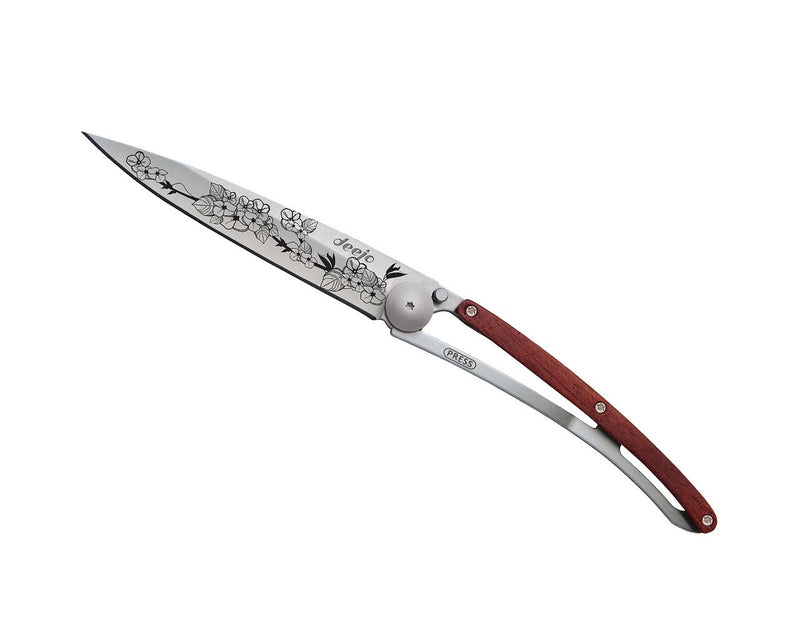Deejo Tattoo 37g Knife with Coral Handle, Cherry Blossom