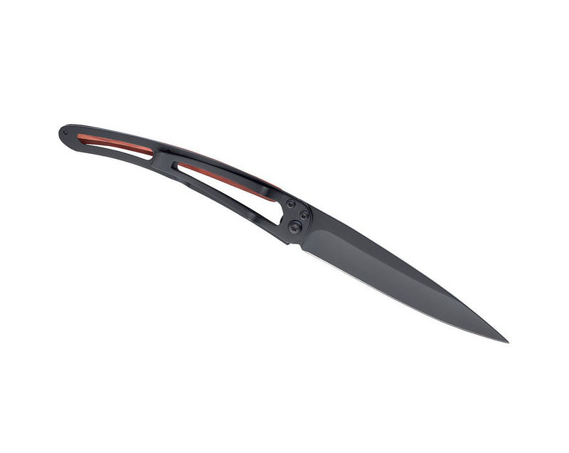 Deejo Black 37g Knife with Red Beech Wood Handle, Lion
