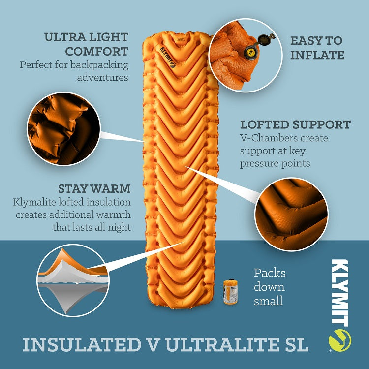 Klymit Static V Ultralite SL Insulated Sleeping Mat, Orange