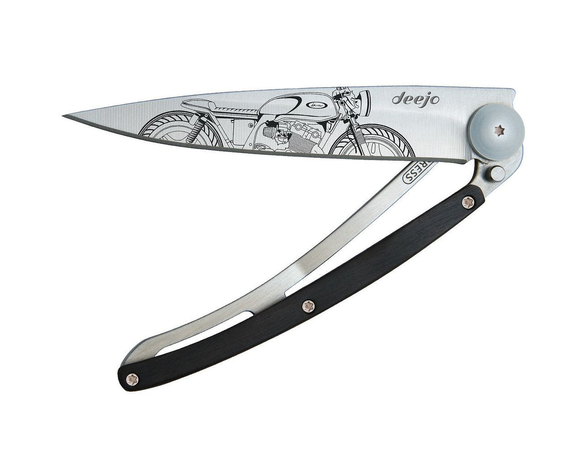 Deejo Tattoo 37g Knife with Ebony Handle, Cafe Racer