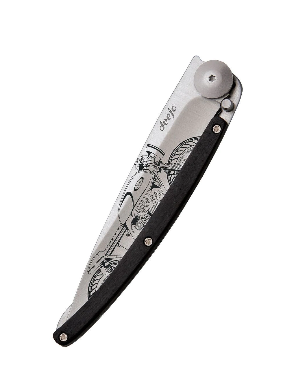 Deejo Tattoo 37g Knife with Ebony Handle, Cafe Racer