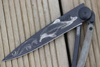 Deejo Black 37g Knife with Blue Beech Wood Handle - Hector Dolphin