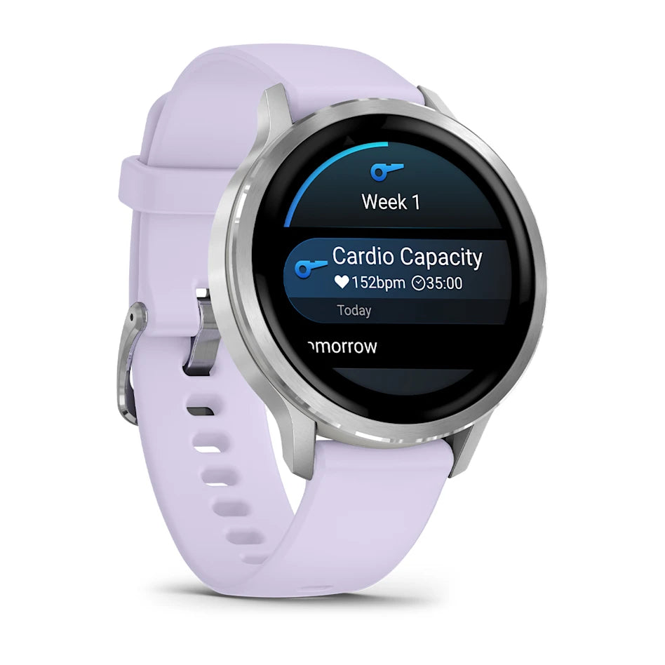 Garmin Venu 4 41mm - Silver with Periwinkle Silicone Band