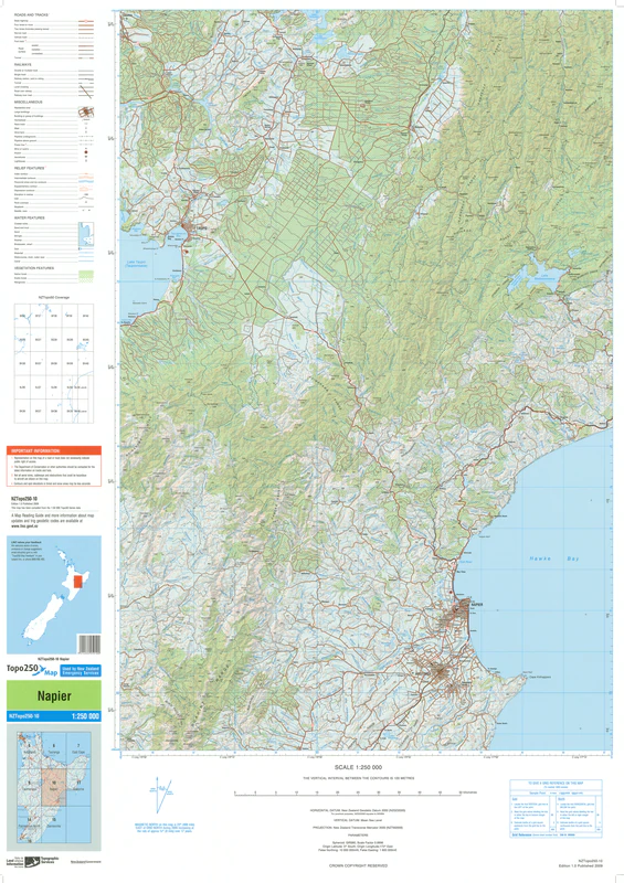 NZ Topo 250 Map 10 - Napier