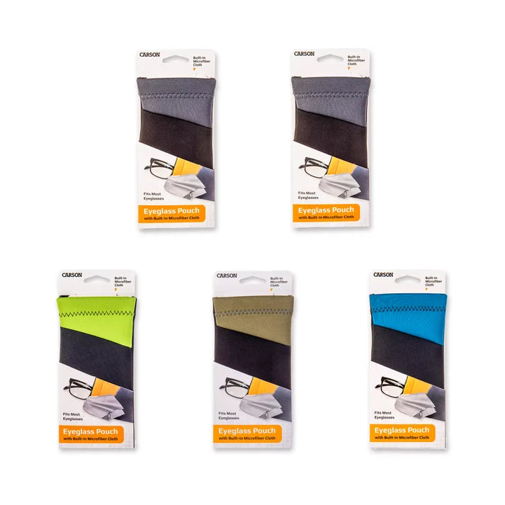 Carson Microfibre Lens Cloth in Eyeglass Pouch - Assorted Colours