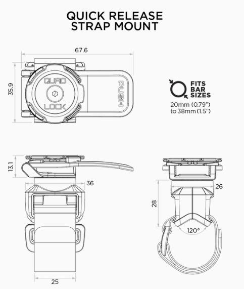 Quad Lock Quick Release Strap Mount - Golf Cart/Stroller/Pram