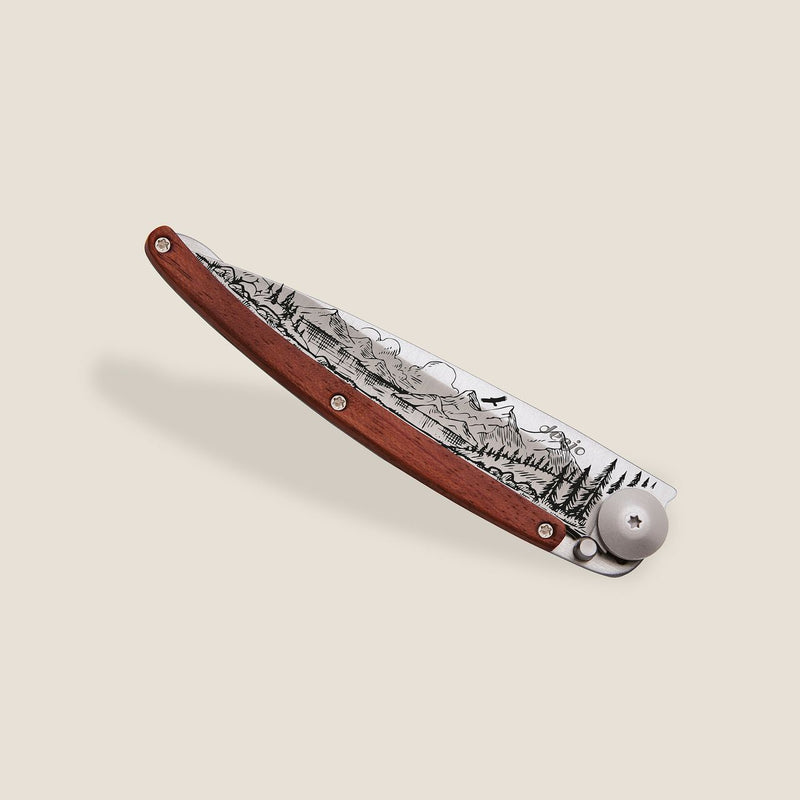 Deejo Tattoo 37g Knife with Coral Wood Handle, Mountain