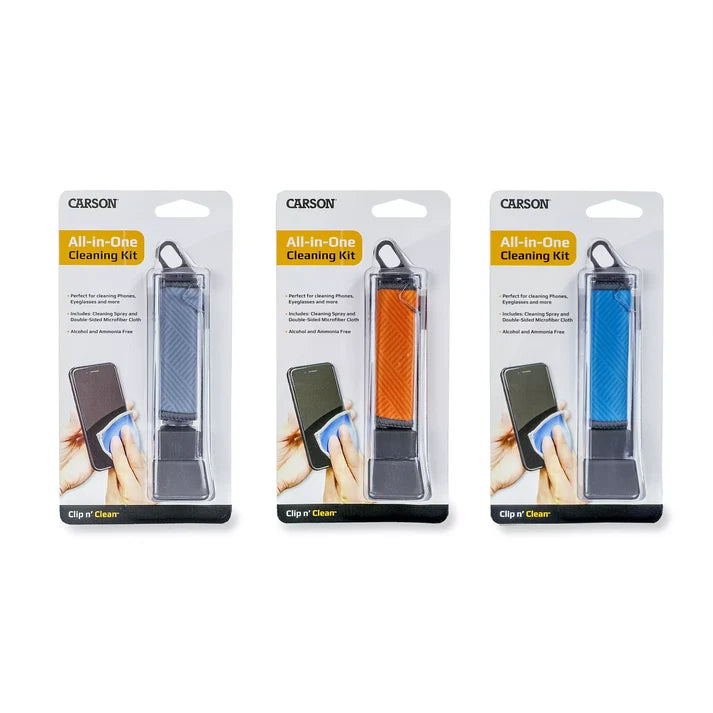 Carson Clip n Clean Microfibre Cleaning Kit - Assorted Colours