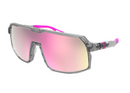 Hilx Inferno Kinetik Sunglasses - Shiny Crystal Light Grey w/ Pink Lens | Gearshop NZ