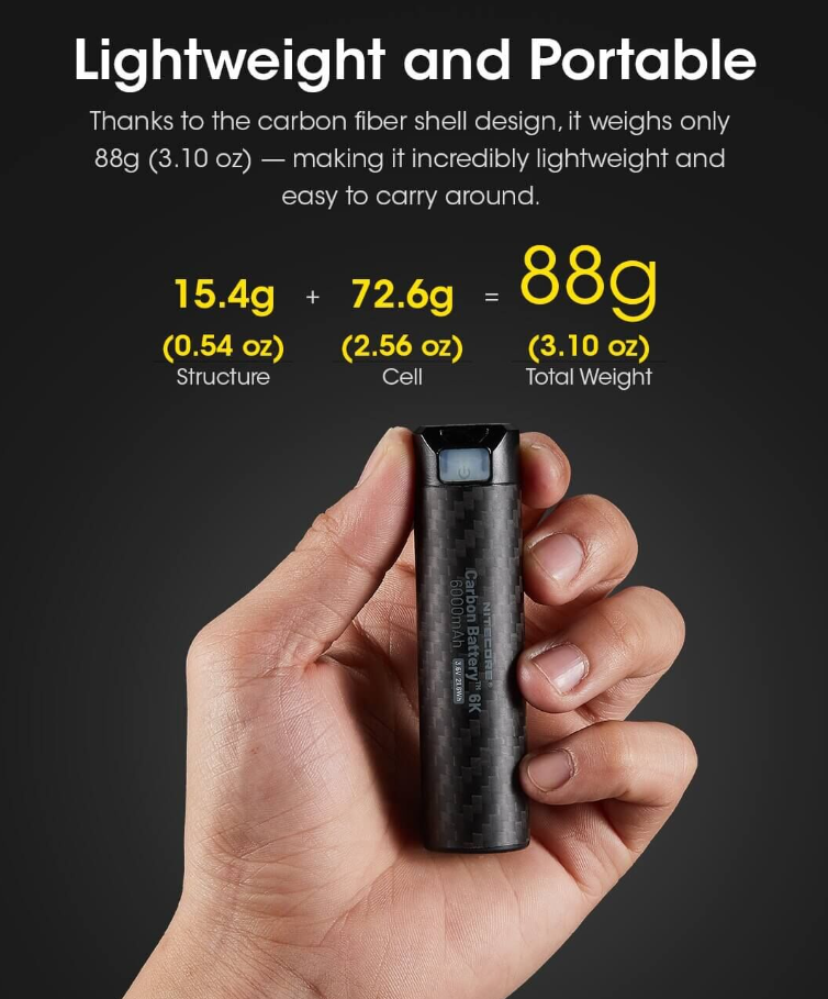 Nitecore Carbon Battery 6k Portable Power Bank