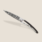 Deejo Wood 37g Knife Ebony Handle - Aztec Sun