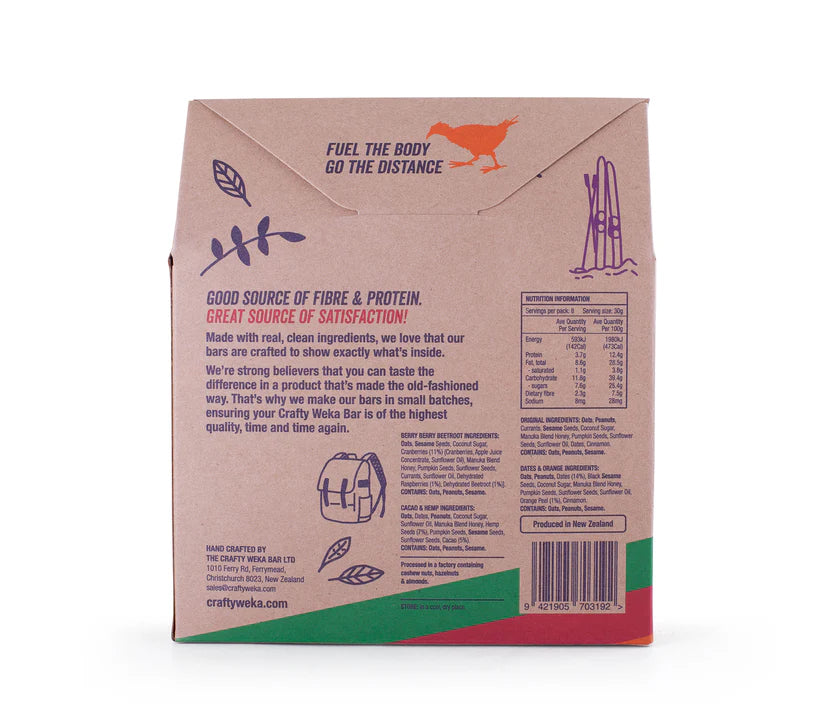 The Crafty Weka Mixed Flavour Snack Bars 30g (Pack of 8)
