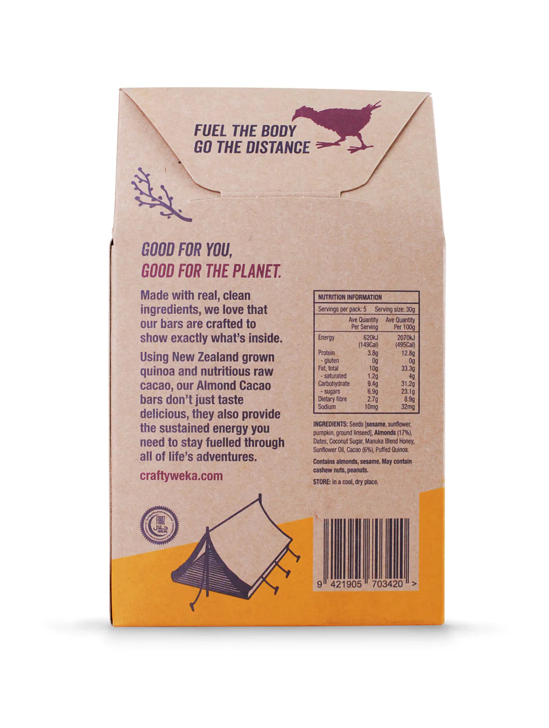 The Crafty Weka Almond Cacao Gluten Free Snack Bites (Pack of 5)