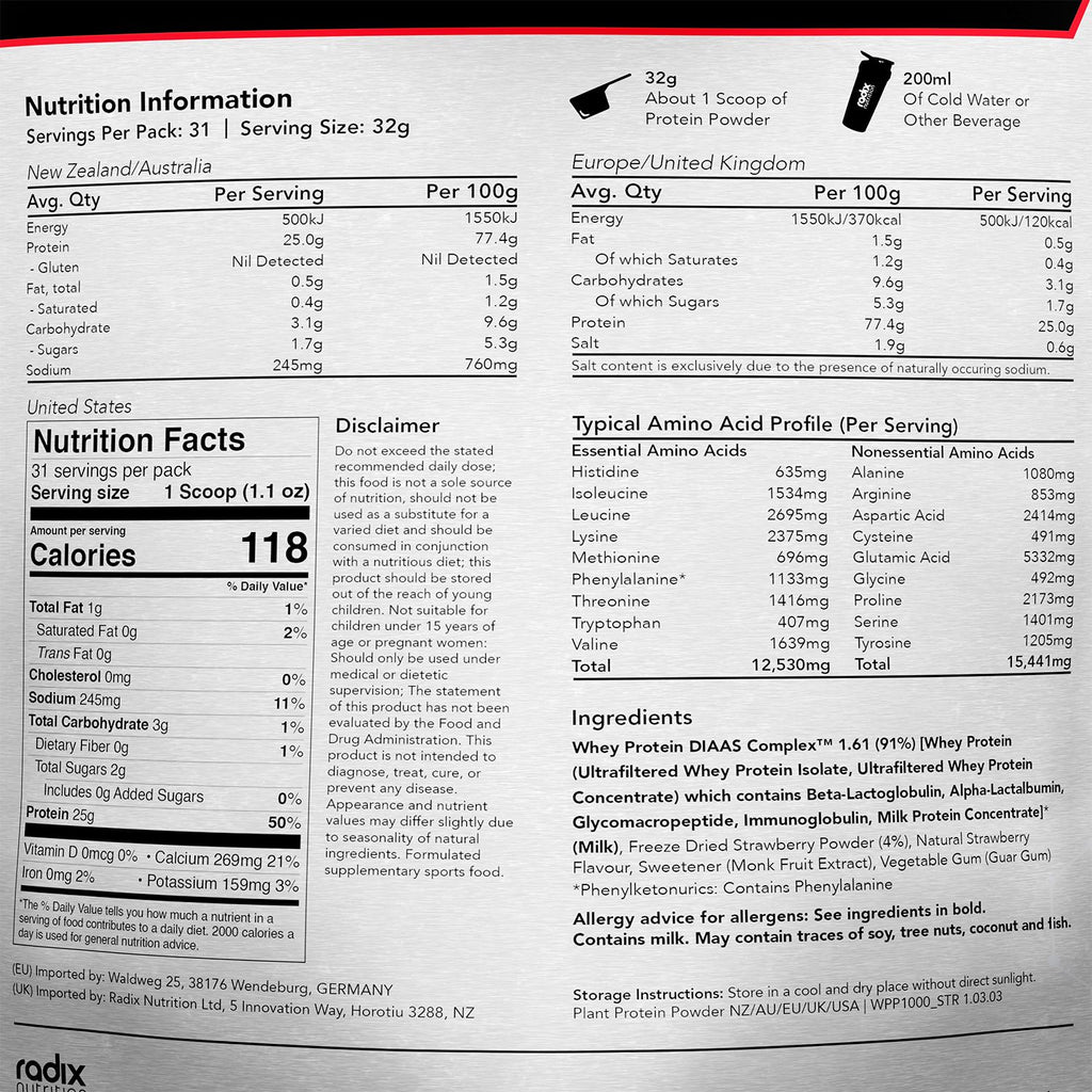 Radix Natural Whey Protein Powder, 1kg