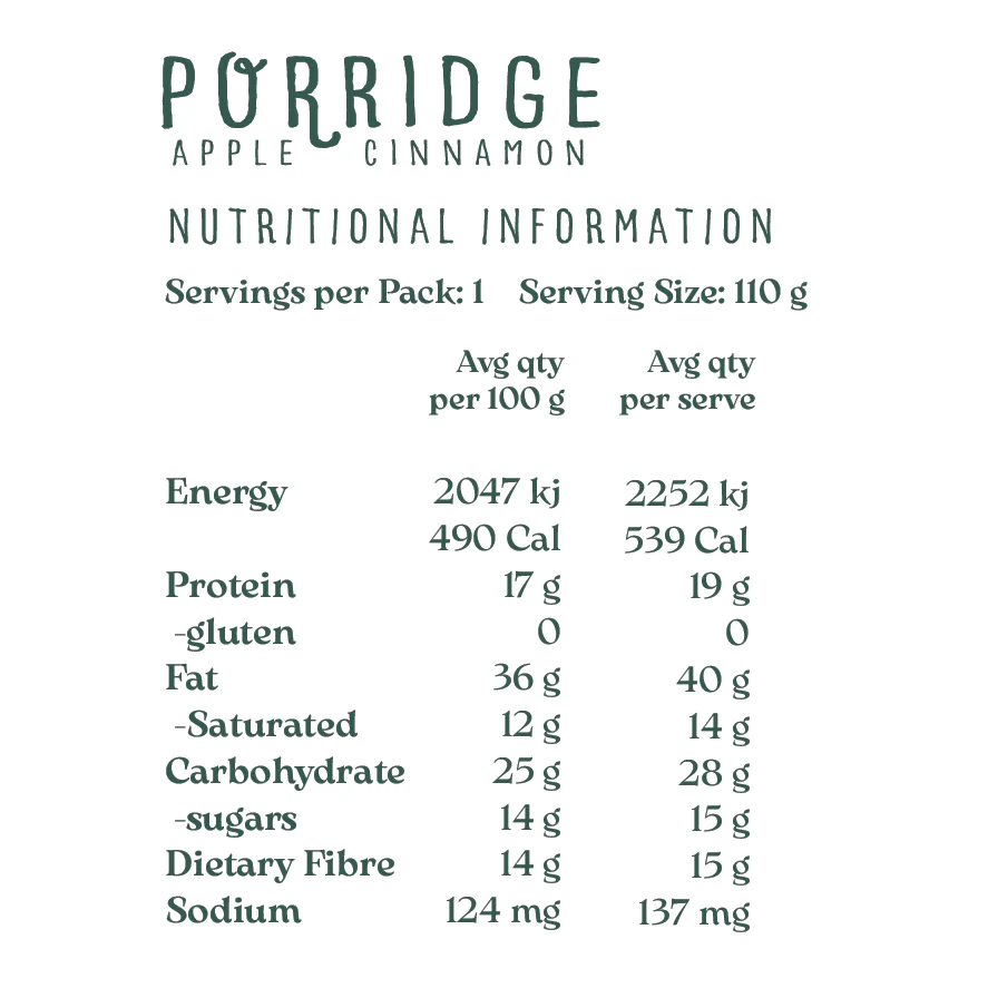 Yum - Apple Cinnamon Porridge 110g