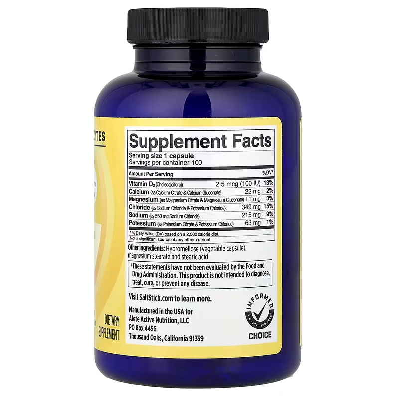 SaltStick Electrolyte Caps Bottle - 100 Capsules
