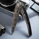 Deejo Wood 37g Knife Ebony Handle - Aztec Sun