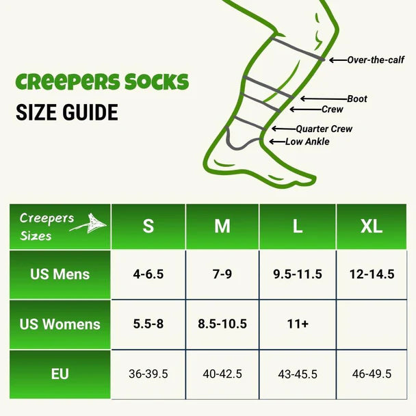 Creepers Merino Toe Socks - Over The Calf Length