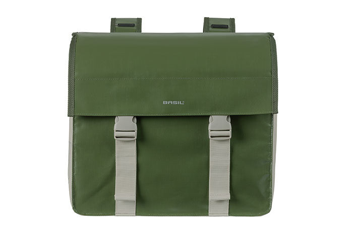 Basil Urban Load Double Bike Bag Moss Green/Sand