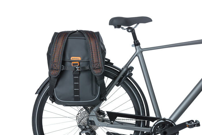 Basil Miles Tarpulin Daypack Bicycle Bag 17L Black Orange