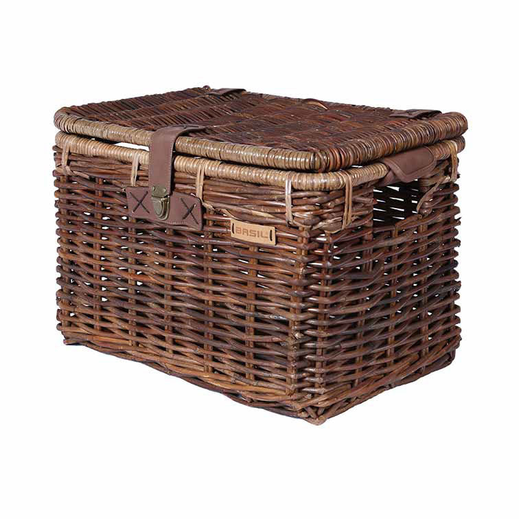 Basil Denton Rattan Basket with Lid - Large Natural Brown