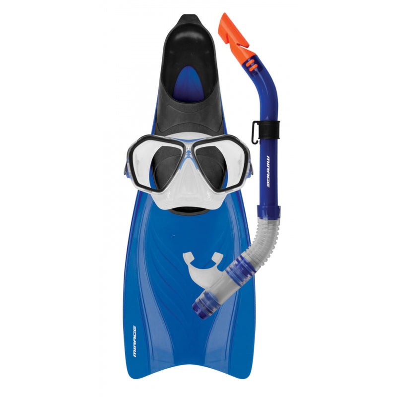 Mirage Bali Adult Mask, Snorkel & Fin Set Blue - Small