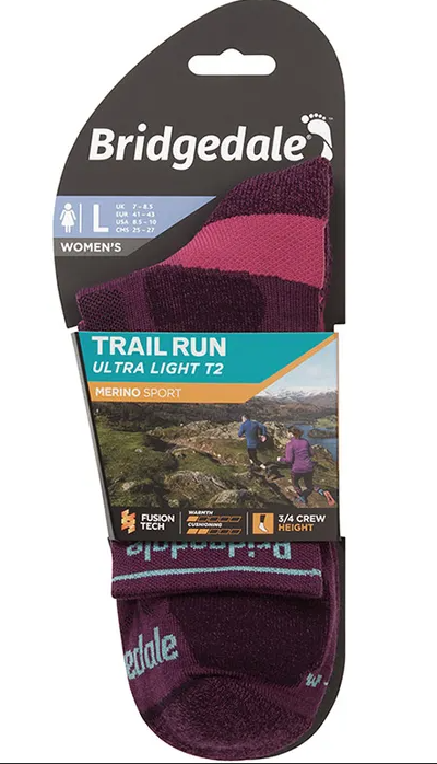 Bridgedale Women's Trail Run Ultra-Light Merino Crew Sock