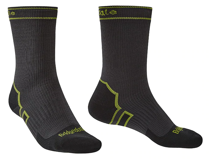 Bridgedale Storm Lightweight Boot Length Socks, Grey/Lime