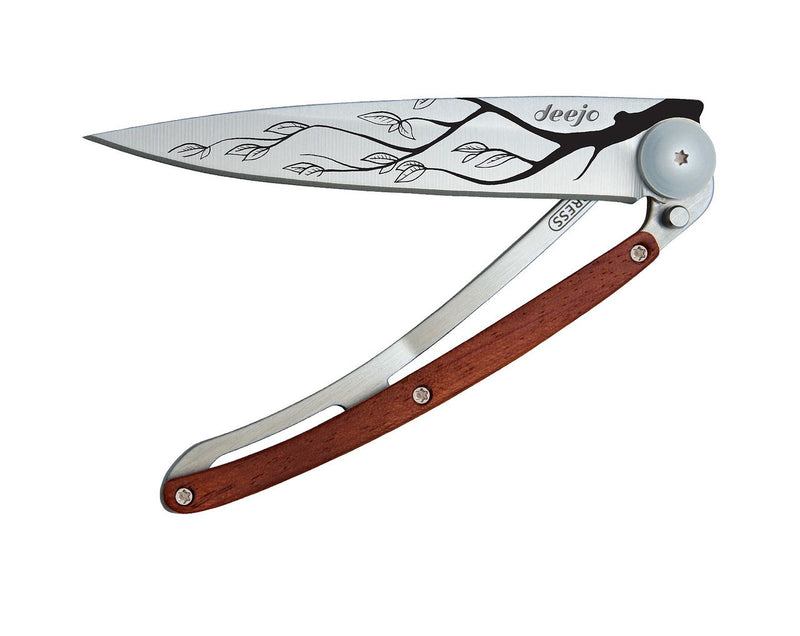 Deejo Tattoo 37g Knife with Coral Handle, Tree
