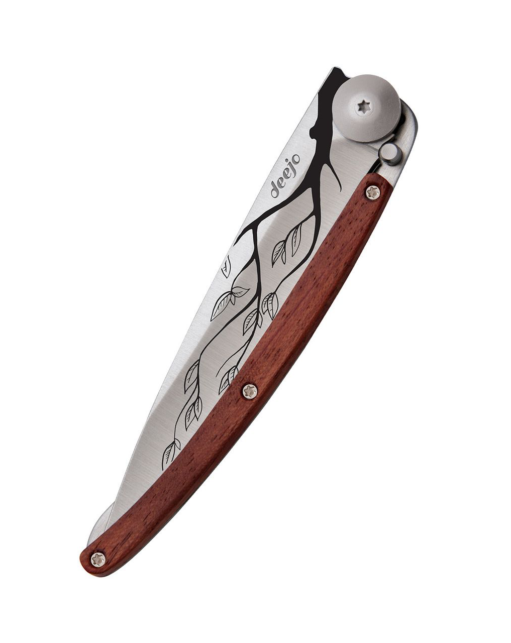 Deejo Tattoo 37g Knife with Coral Handle, Tree