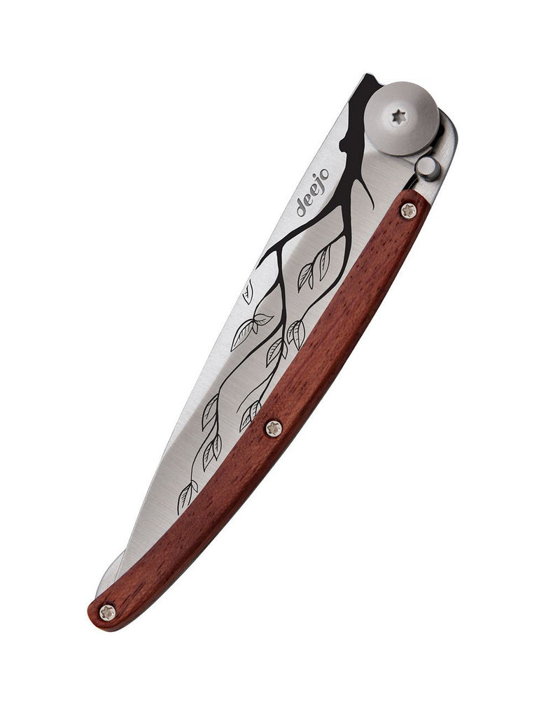 Deejo Tattoo 37g Knife with Coral Handle, Tree