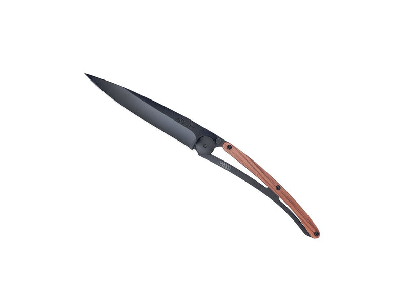 Deejo Black 37g Knife with Coral Handle