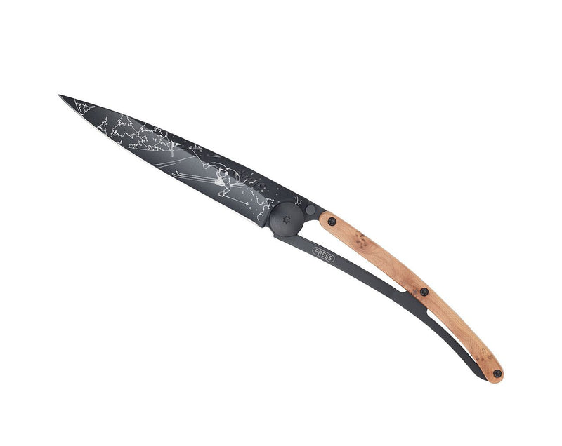 Deejo Black 37g Knife with Juniper Handle, Ski