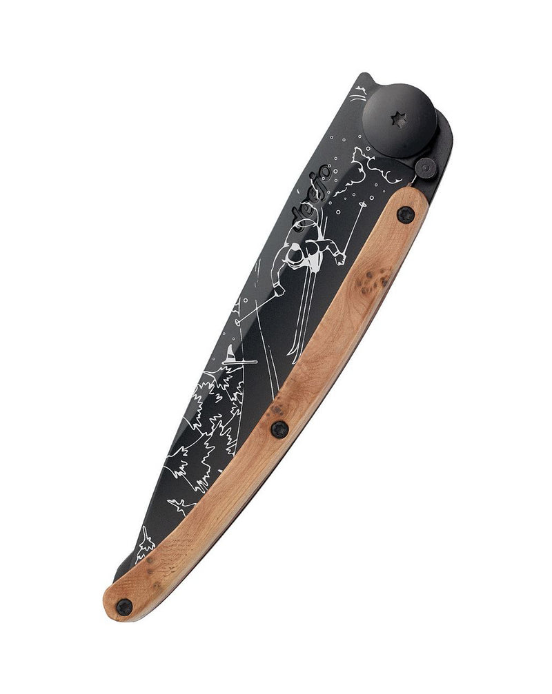 Deejo Black 37g Knife with Juniper Handle, Ski