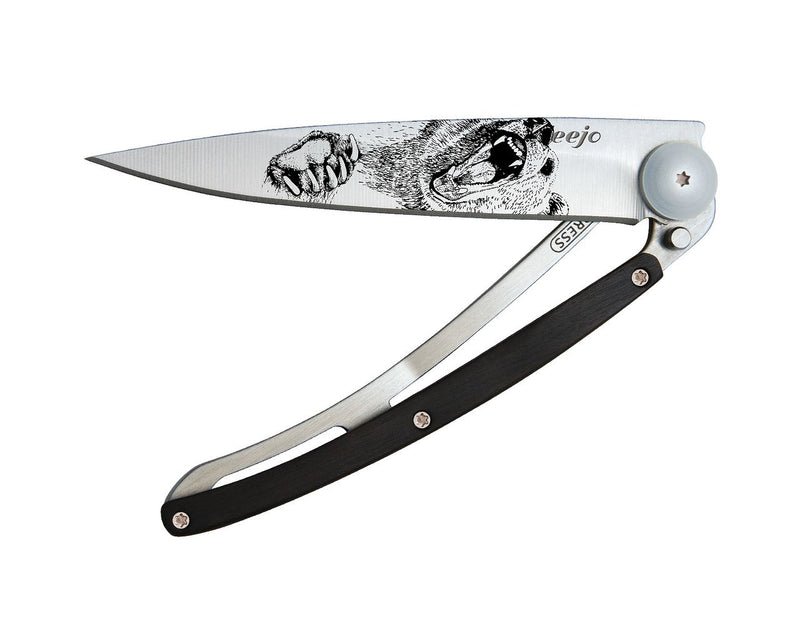 Deejo Tattoo 37g Knife with Ebony Handle, Grizzly