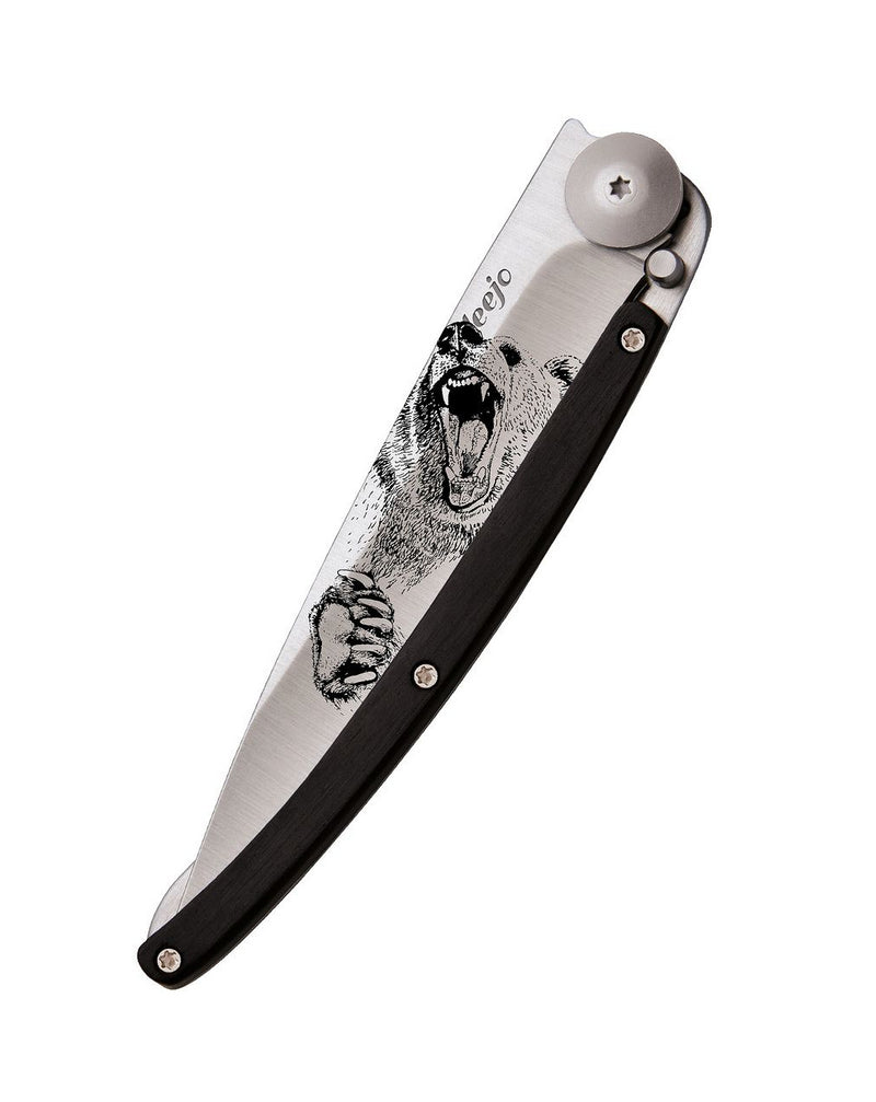 Deejo Tattoo 37g Knife with Ebony Handle, Grizzly