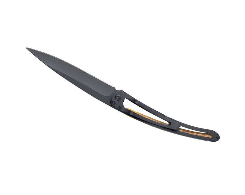 Deejo Black 37g Knife with Olive Wood Handle, Pacific