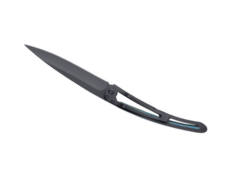 Deejo Black 37g Knife with Blue Beech Wood Handle, Terra Incognita