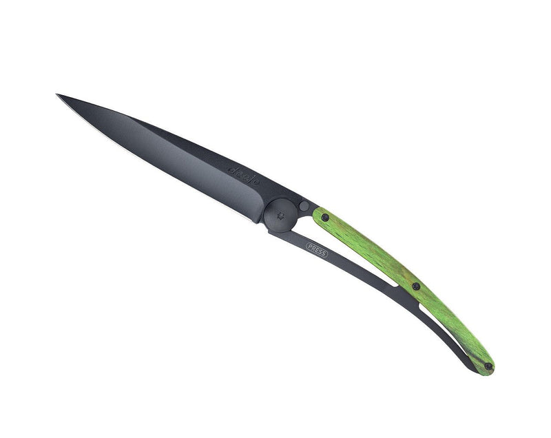 Deejo Black 37g Knife with Green Beech Wood Handle, Versailles