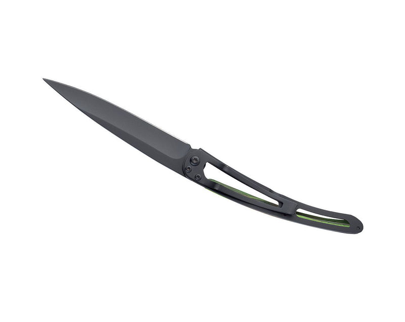 Deejo Black 37g Knife with Green Beech Wood Handle, Tree