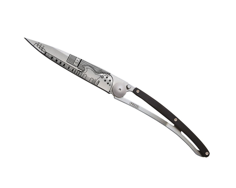 Deejo Tattoo 37g Knife with Ebony Handle, Rock'n Roll