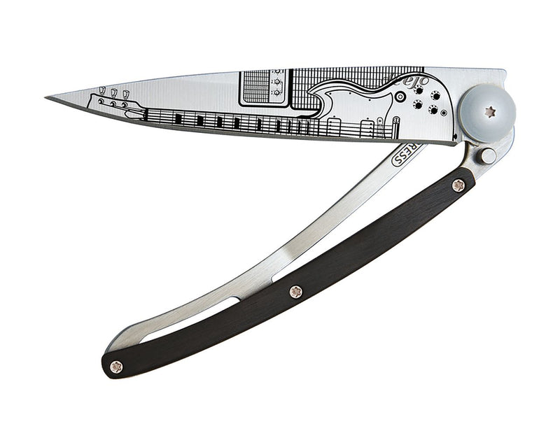 Deejo Tattoo 37g Knife with Ebony Handle, Rock'n Roll