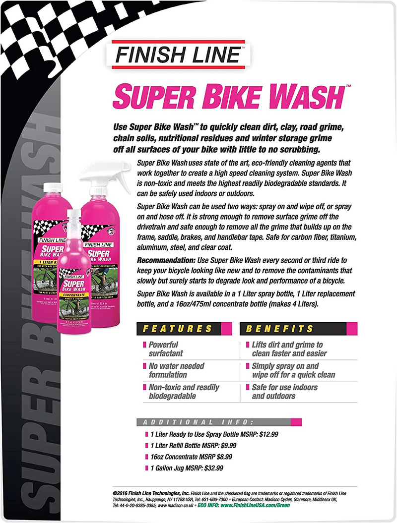 Finish Line Super Bike Wash 1Ltr Spray Bottle Gearshop NZ