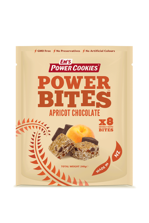 Em's Power Bites Pouch, Apri-Choc Attack, 8 x 30g Each