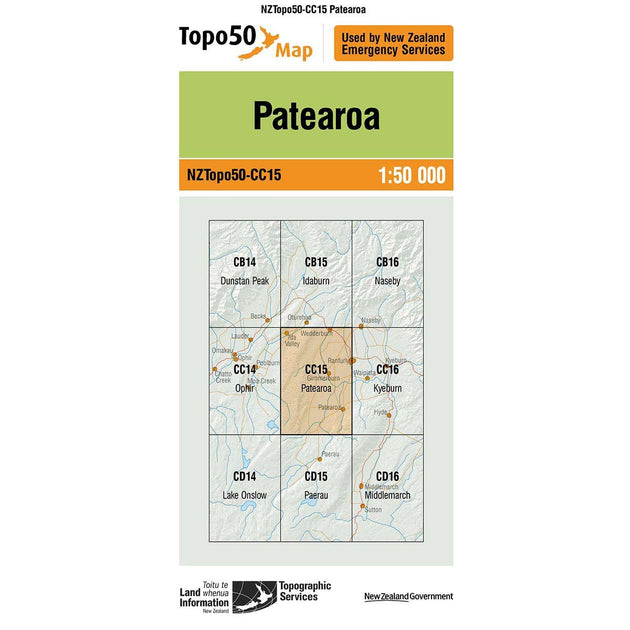 NZ Topo 50 Map CC15 Patearoa | Gearshop NZ