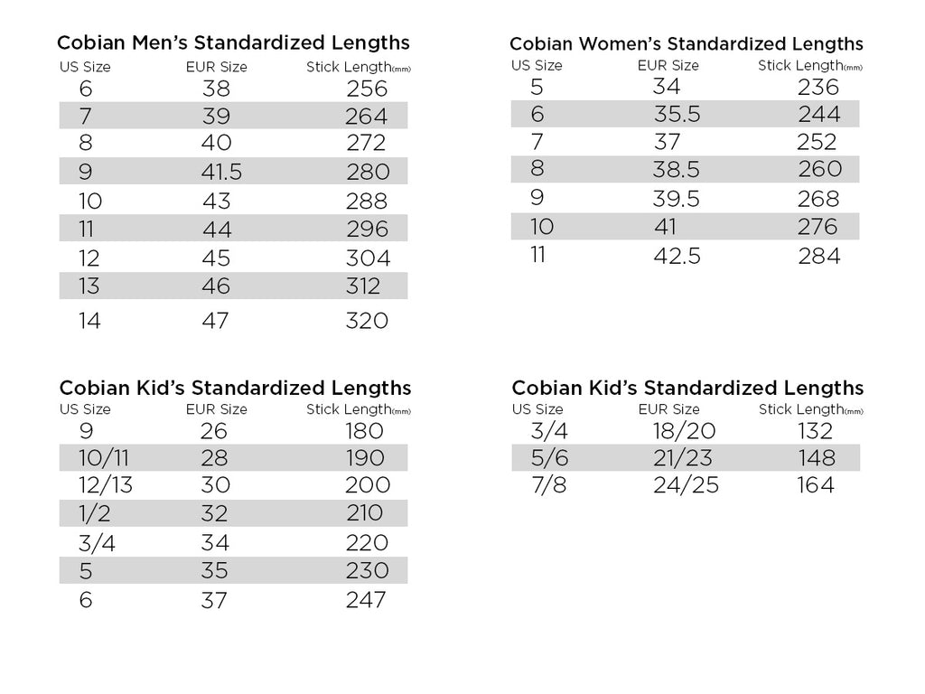Cobian deals size chart
