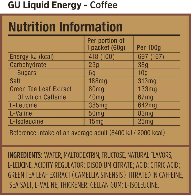 GU Energy Liquid Sachets, Coffee, 60g