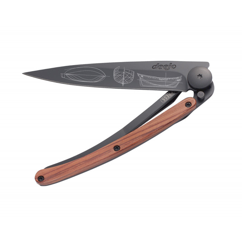 Deejo Black 37g Knife with Coral Handle, Galleon